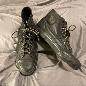 Frye leather lace up high top sneakers in black